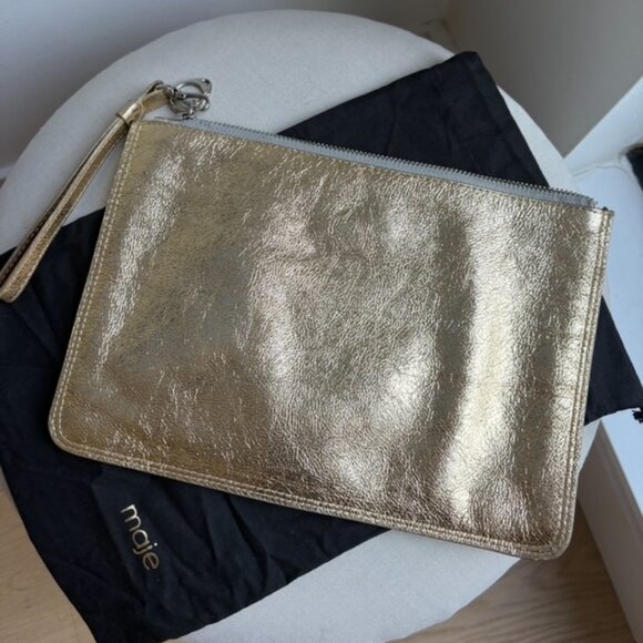 MAJE Silver & Gold Clutch with Wristlet Strap - Picture 2 of 3
